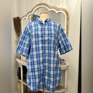 Chaps Button down gingham‎ plaid blue shirt XXL Ralph Lauren